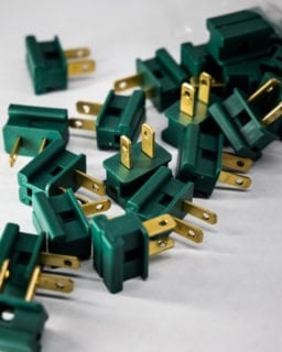 1. Heavy-duty electrical plug connectors for lighting fixtures and appliances.