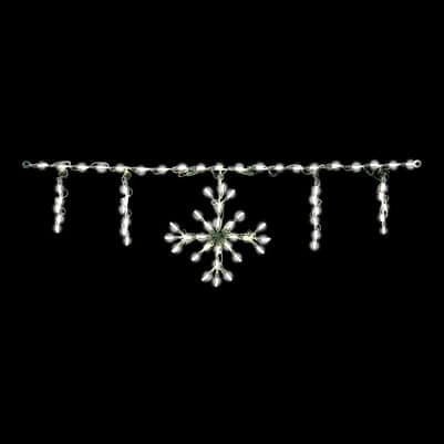 Bright LED Christmas snowflake hanging string lights, holiday indoor outdoor decor.