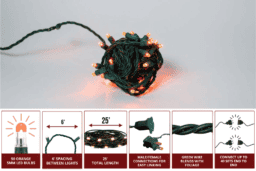Orange String Lights 5mm 50L 6" - Image 6