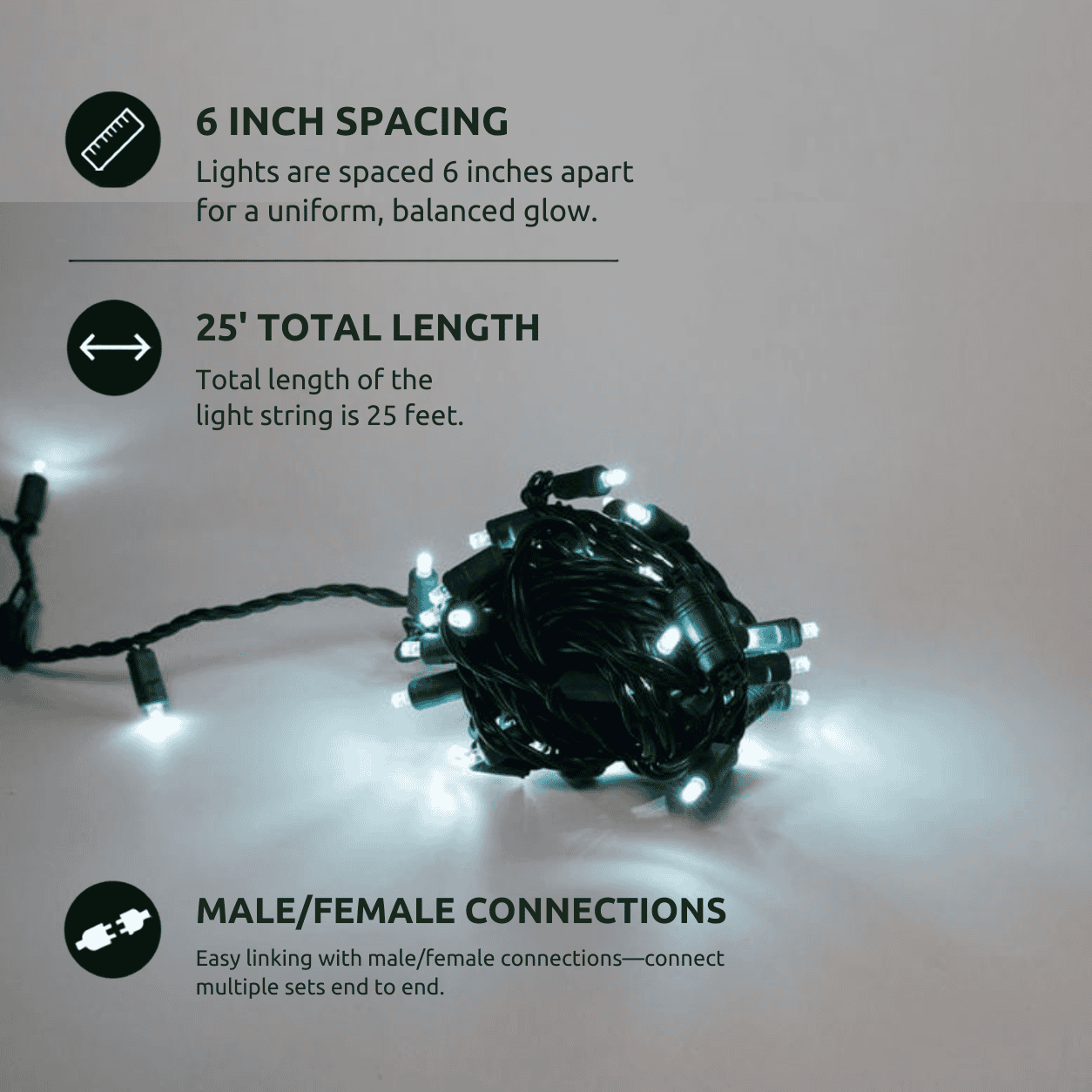 40956 Cool White 5mm 50L 6" LED Mini Lights - Image 1