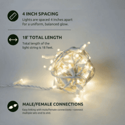 Warm White 5mm w/White Wire 70L 4"