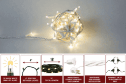 Warm White 5mm w/White Wire 70L 4" - Image 2