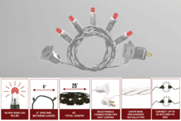 Red 5mm w/White Wire 50L 6" - Image 2