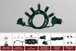 Mini Light 5mm Red/Green 6" 50Lc 25' - Image 2