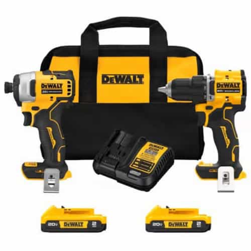 Premium DEWALT cordless drill set with batteries and carrying case for professional DIY projects.