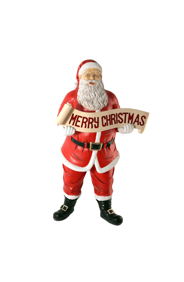 Fiberglass Decor Santa With Christmas Banner 60"