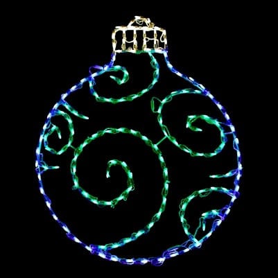 Colorful LED Christmas ornament decoration with bright lighting effects.