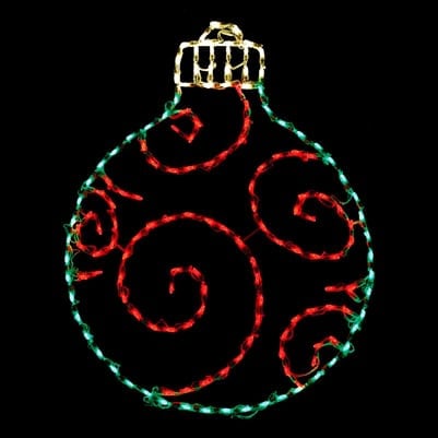 Colorful holiday LED ornament lights for Christmas decor and outdoor lighting displays.