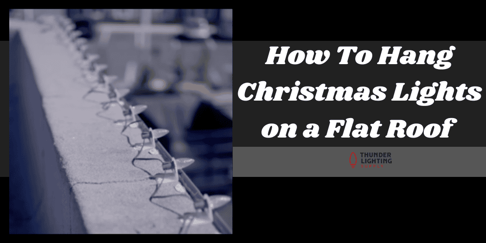 Thunder Lighing Supply showing an image of commercial flat roof that has christmas lights.