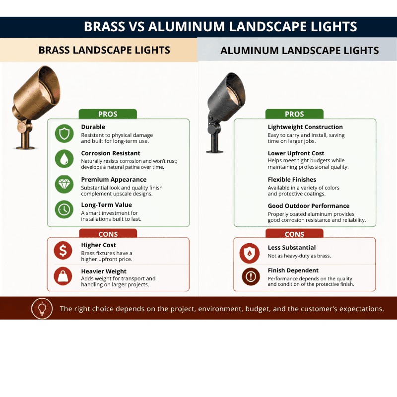 Brass vs Aluminum Landscape Lights: Which Is Better for Installers?