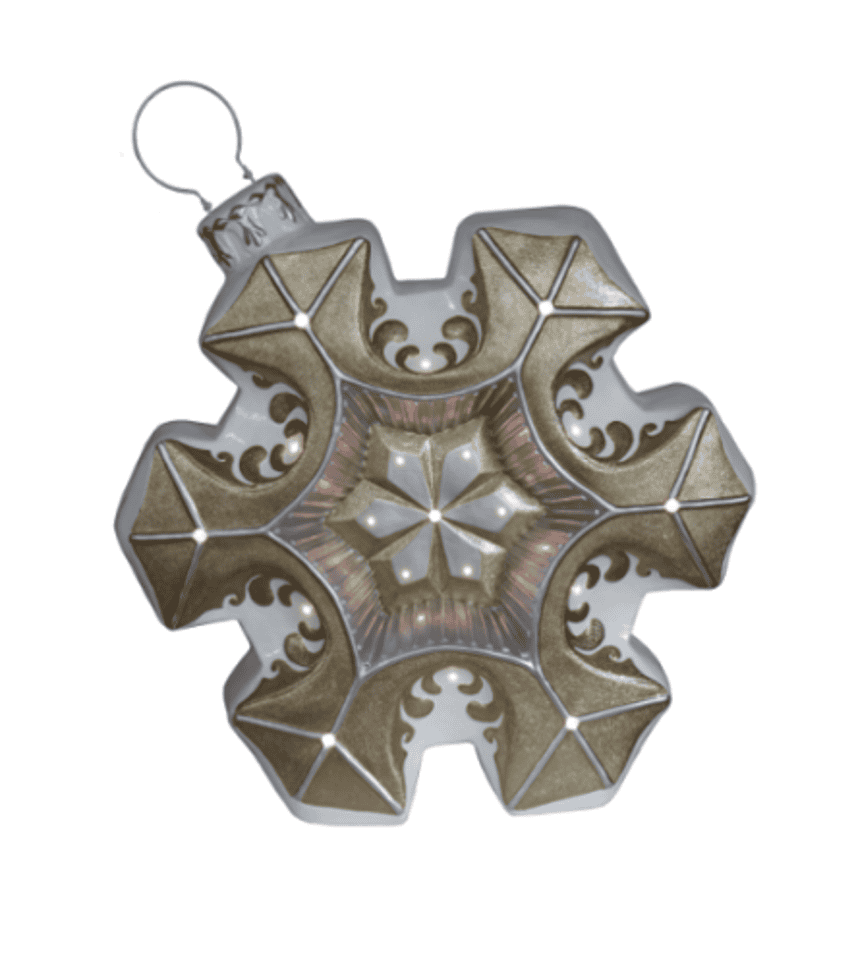 Resin Decor Snowflake Lit Gold Glittered 36" L