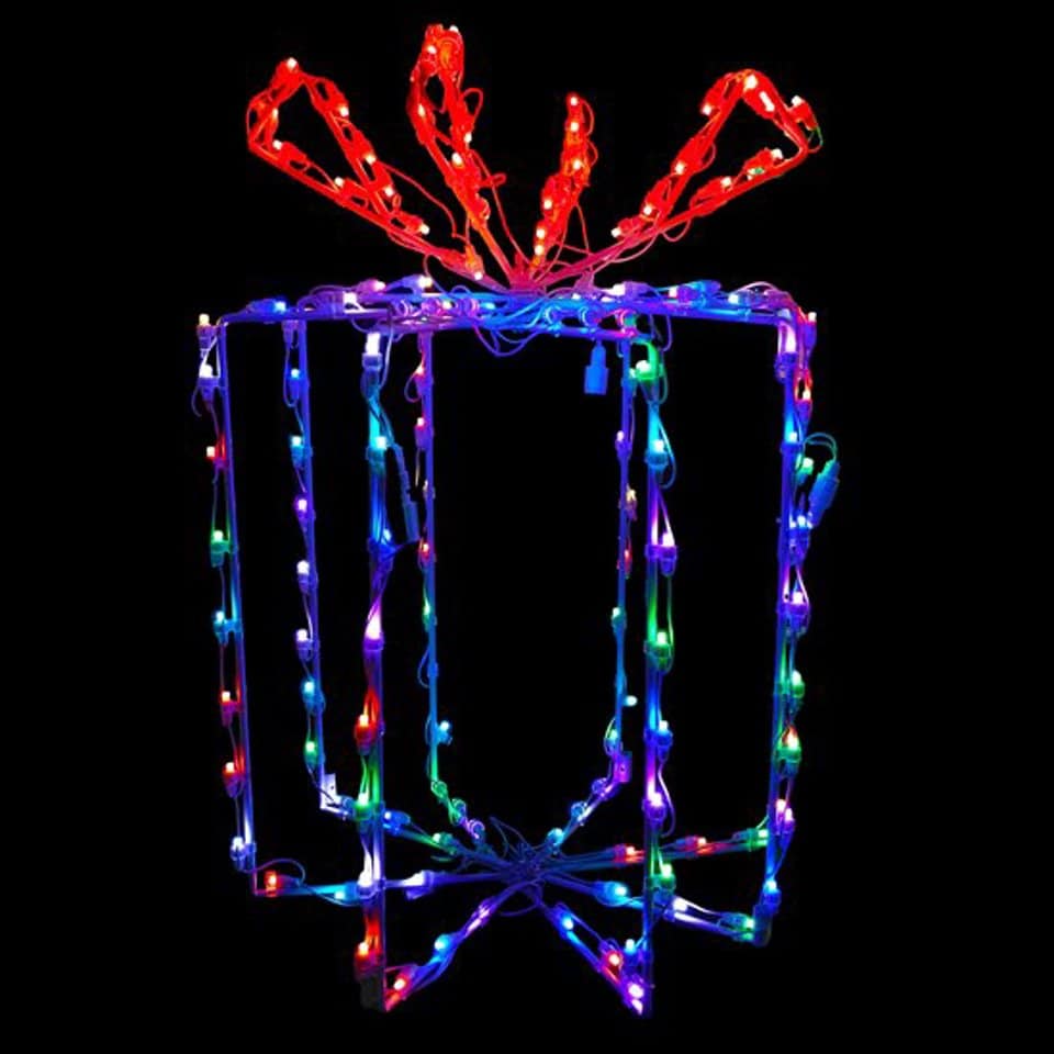 Dynamic Rgb 3D Gift Box Lg Wire Frame