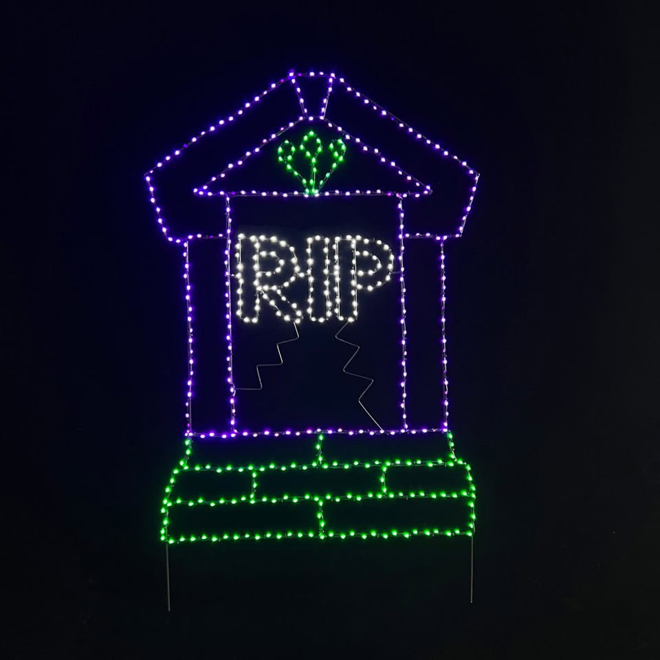 Tombstone - RIP - 40"  Wire Frame Rice Light