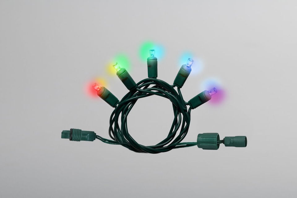 Mini Light Frosted 5mm Sparkle Rgb 50L 4" Spacing 17'L Coaxil Green Wire Concave Use Controller Code 63444