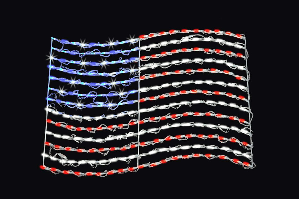 American Flag Led 40" Wire Frame