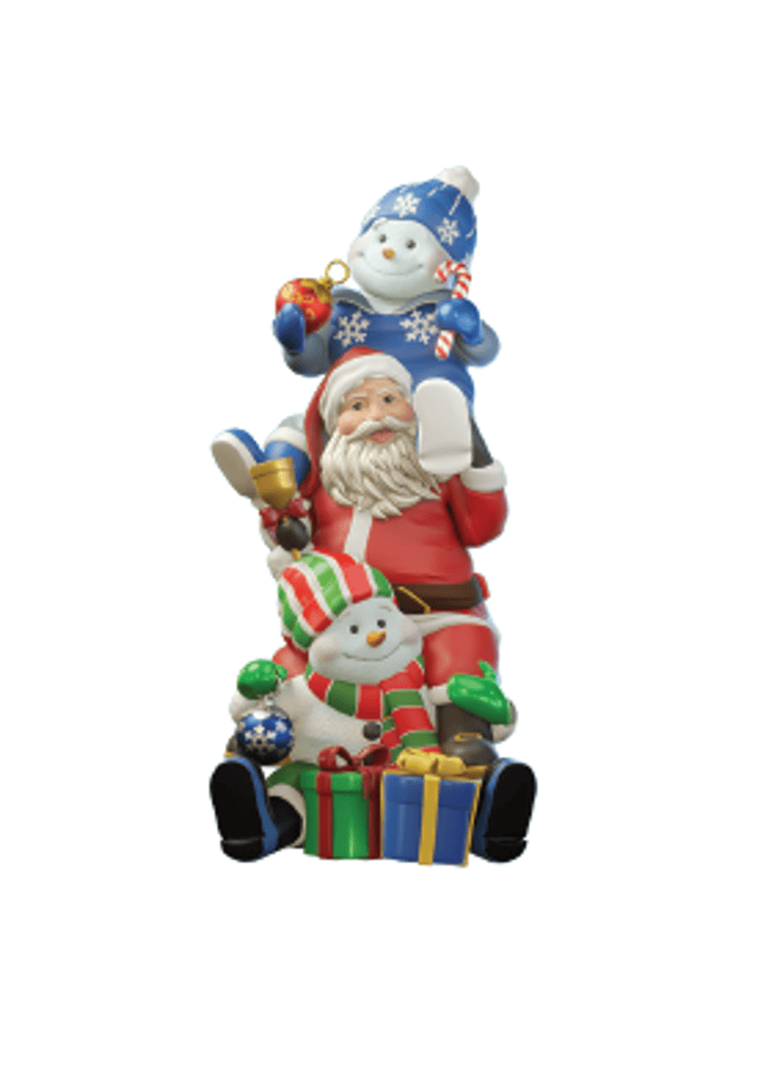 Fiberglass D?cor Santa and Snowman Staking w/Gifts 60" H