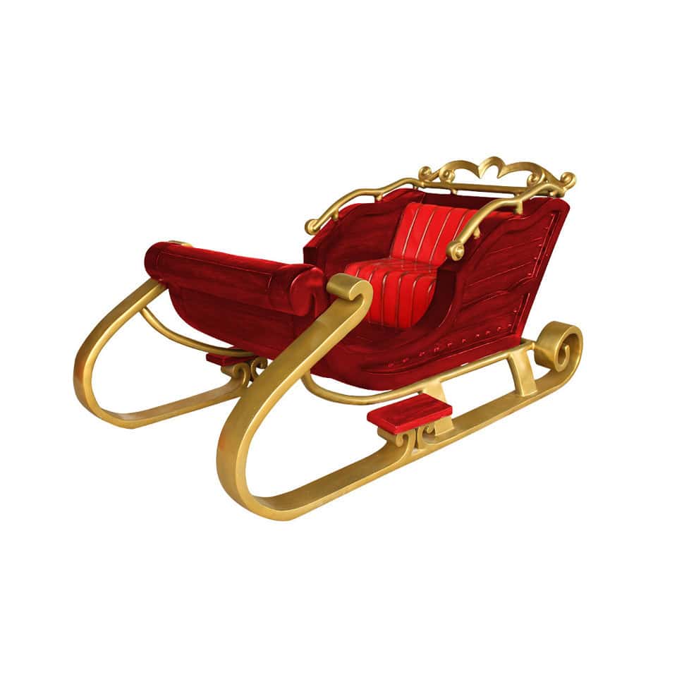 Fiberglass Decor Santa Sleigh 2 Seater (Red/Gold) 46"L x 78"W x 38"H