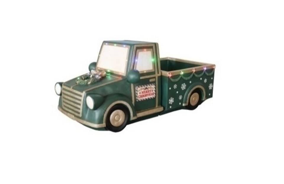 Resin Decor Car Merry Christmas Green 45"L