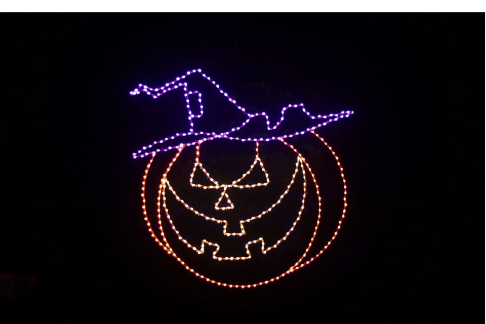 Pumpkin with Witch Hat - 36" Wire Frame Rice Light