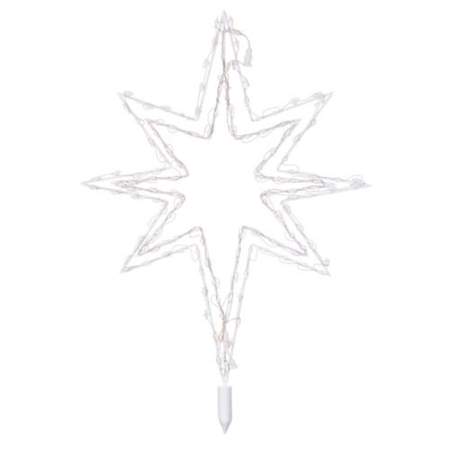 Shining star-shaped LED outdoor holiday string lights for festive decoration.