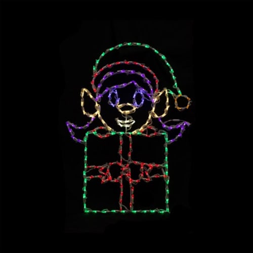 LED Christmas dollar sign and Santa Claus head light display.