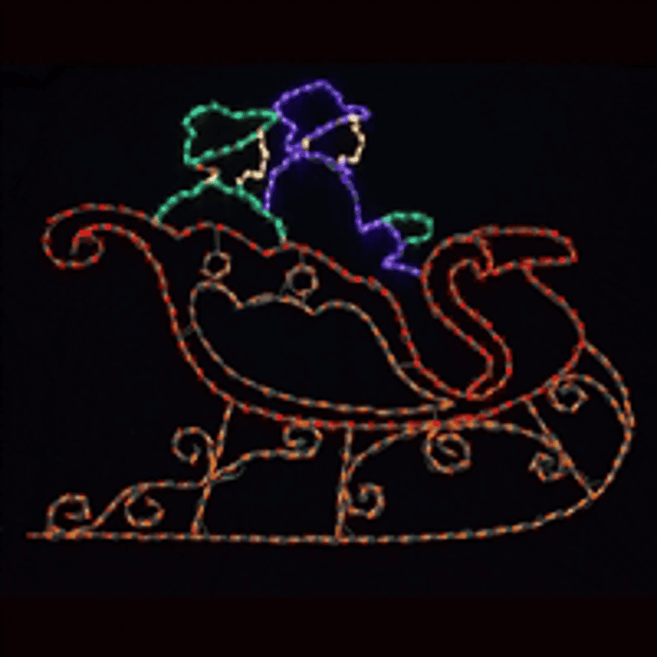yiumd14gy2z15ltemzbkvgzx-large-1.png Victorian Sleigh w/ Man & Woman 58" H 65" W Wire Frame - Image 1
