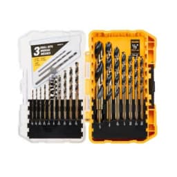 Assorted drill bit set for woodworking and metalworking, 13-piece, high-speed steel.